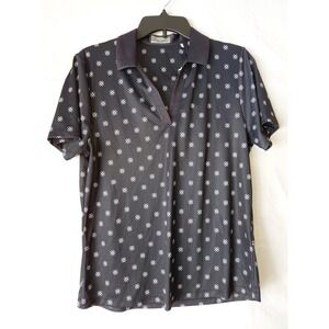 Callaway Ladies Chevron Floral Print Golf Shirt: Black Size Large NWT